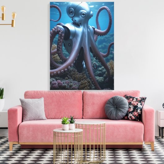 Cyber Octopus Canvas Print Leinwanddruck (Insitu (Wohnzimmer))