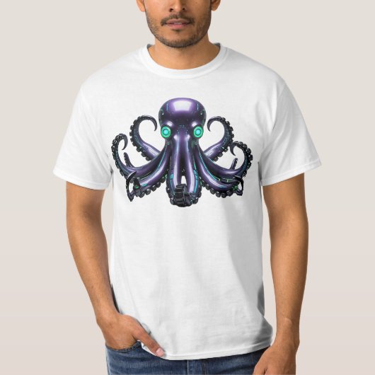 Cyber Octopus - Futuristische Meereskreatur T-Shirt (Vorderseite)