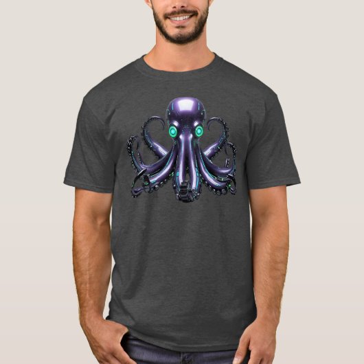 Cyber Octopus - Futuristische Meereskreatur T-Shirt (Vorderseite)