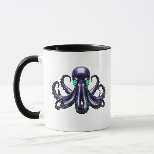 Cyber Octopus - Futuristische Meereskreatur Tasse (Links)
