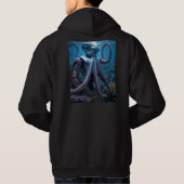 Cyber Octopus Männer Schwarz-Schnürhemd Hoodie (Rückseite)