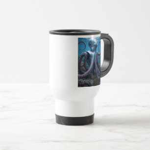 Cyber Octopus white travel mug auf zwei Seiten Reisebecher