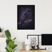 Cyber-Omen, Raben-Krähen-Matrix-Abstrakte Kunst Poster (Heimbüro)