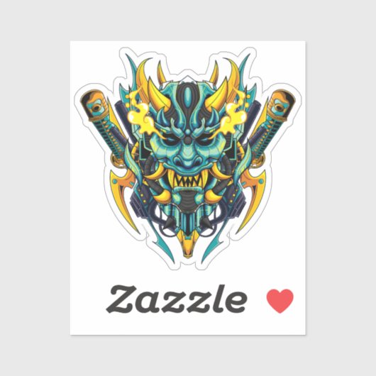 Cyber Oni Mask Aufkleber (Blatt)