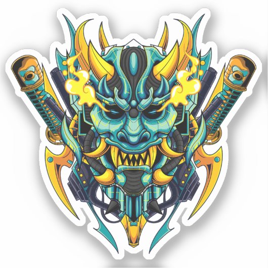 Cyber Oni Mask Aufkleber (Vorderseite)