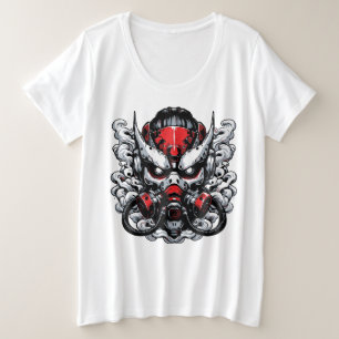 Cyber Oni: Smoke Warrior Maske Große Größe T-Shirt