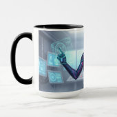 Cyber Oracle Mug – Futuristic Tech Anime Girl Tasse (Links)