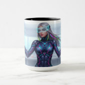 Cyber Oracle Mug – Futuristic Tech Anime Girl Tasse (Zentrum)