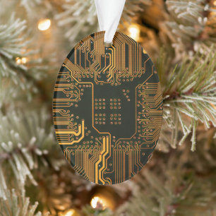 Cyber Orange PCB-Schaltplan-Muster-Kunst Ornament