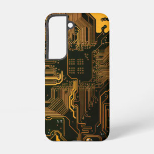 Cyber Orange PCB-Schaltplan-Muster-Kunst Samsung Galaxy Hülle