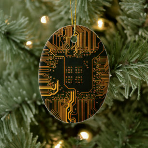Cyber Orange PCB-Schaltungsplatinen-Verfolgungsmus Keramik Ornament