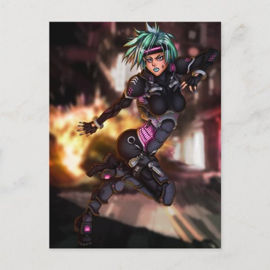 Cyber Police Girl Postkarte (Vorderseite)