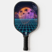 Cyber-Pulse Neon Soundwave Modern 80s Pickleball Schläger (Rückseite)