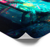 Cyber Punk Art City Nacht Neonschilder Poster (Ecke)