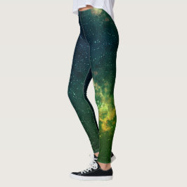 Cyber Punk Green & Blue Galaxy Space Leggings