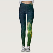Cyber Punk Green & Blue Galaxy Space Leggings (Vorderseite)