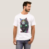 Cyber Rasta Cat Illustration T-Shirt (Vorne ganz)