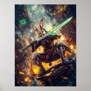Cyber Ronin Kaninchen – Neonklingen-Wächter Poster