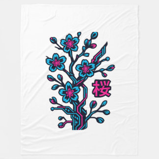 Cyber Sakura Japanische Kirschblüten-Fleece-Decke Fleecedecke