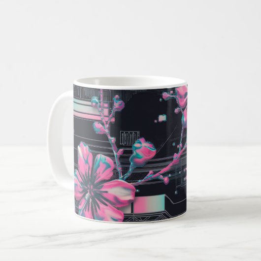 Cyber Sakura Skyline Kaffeetasse (Vorderseite Links)