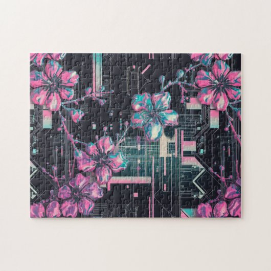 Cyber Sakura Skyline Puzzle (Horizontal)