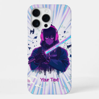 Cyber Samurai Anime-Junge Vaporwave-Krieger-Kunst iPhone 16 Pro Max Hülle
