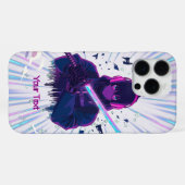 Cyber Samurai Anime-Junge Vaporwave-Krieger-Kunst iPhone Hülle (Rückseite (Horizontal))