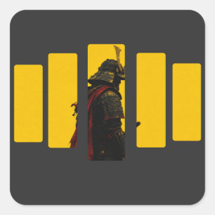Cyber Samurai Japanischer Krieger Bushido-Kunst Quadratischer Aufkleber