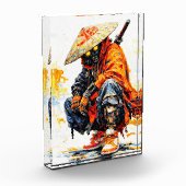 Cyber Samurai Palette Knife Neon Orange Impasto Fotoblock (Links)