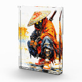 Cyber Samurai Palette Knife Neon Orange Impasto Fotoblock (Rechts)