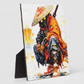 Cyber Samurai Palette Knife Neon Orange Impasto Fotoplatte (Seite)