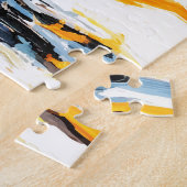 Cyber Samurai Palette Knife Neon Orange Impasto Puzzle (Seite)