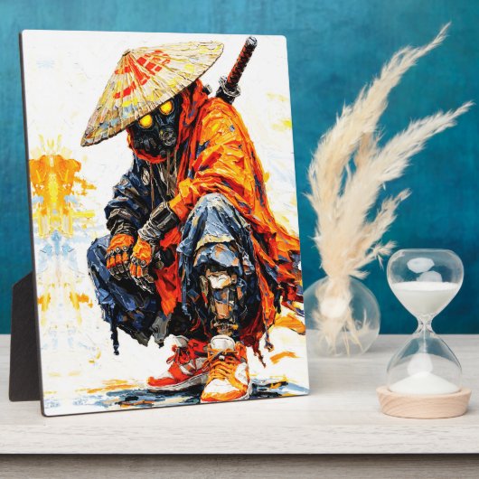 Cyber Samurai Palettenmesser Neonorange Impasto Fotoplatte (Seite)