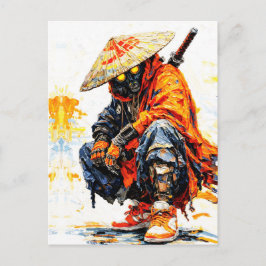 Cyber Samurai Palettenmesser Neonorange Impasto Postkarte
