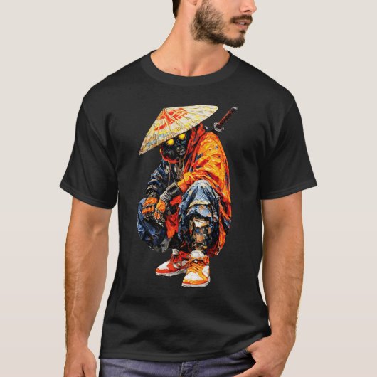 Cyber Samurai Palettenmesser Orange T-Shirt (Vorderseite)