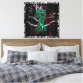 Cyber-Scream Goth Industrial Canvas Print Leinwanddruck (Insitu (Schlafzimmer))
