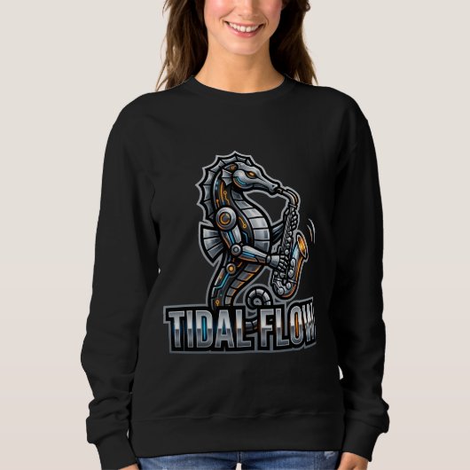 Cyber Seahorse Saxophone Sweatshirt (Vorderseite)
