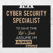 Cyber Security Specialist Alkoholflaschenetikett (Einzelnes Label)