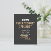 Cyber Security Specialist Postkarte (Stehend Vorderseite)