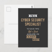 Cyber Security Specialist Postkarte (Vorne/Hinten)