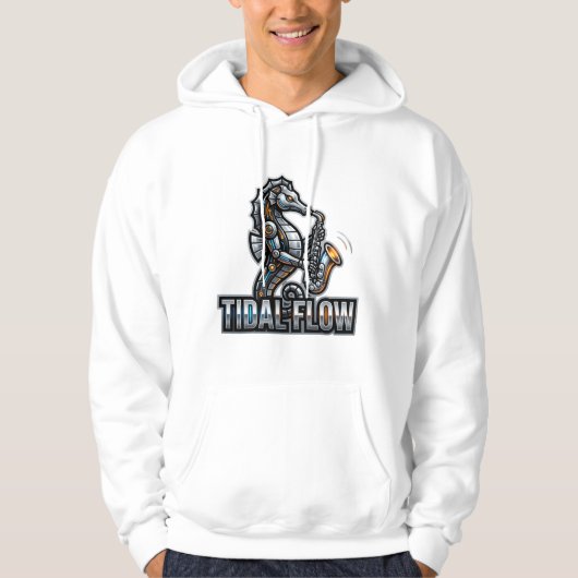 Cyber-Seepferd-Saxophon Hoodie (Vorderseite)