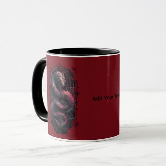 Cyber Serpent Rot-Schwarze Kaffeetasse (Vorderseite Links)