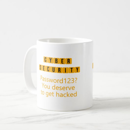 Cyber-Sicherheitskennwort 123 - Sicherheitshinweis Kaffeetasse (Vorderseite Links)