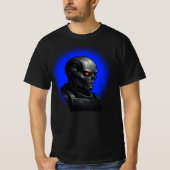 Cyber Skull Blue Glow Robot Head Graphic Design   T-Shirt (Vorderseite)