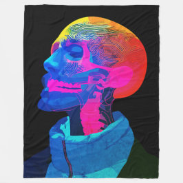 Cyber Skull - Futuristische Anatomie Kunst Fleecedecke
