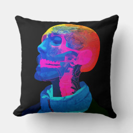Cyber Skull - Futuristische Anatomie Kunst Kissen