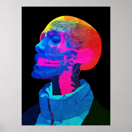 Cyber Skull - Futuristische Anatomie Kunst Poster (Vorne)
