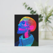 Cyber Skull - Futuristische Anatomie Kunst Postkarte (Stehend Vorderseite)
