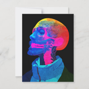 Cyber Skull – Futuristische Anatomie-Kunst Postkarte
