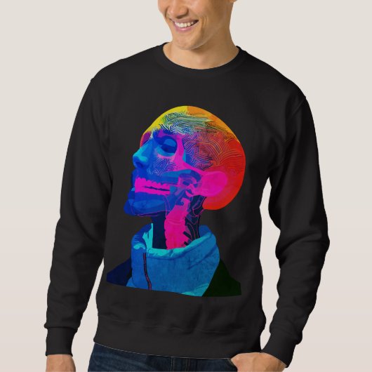 Cyber Skull - Futuristische Anatomie Kunst Sweatshirt (Vorderseite)